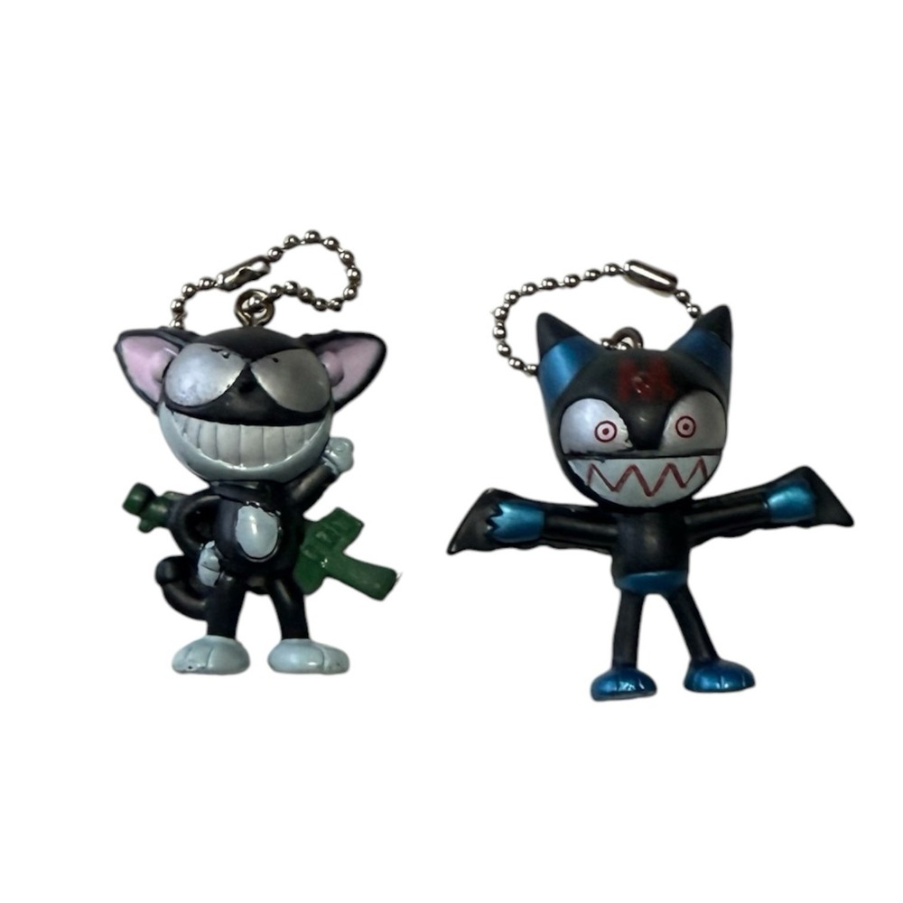 Cyborg Kuro-chan PVC Keychain Figure Lot #4 #6 Japan Anime Gashapon Rare VTG